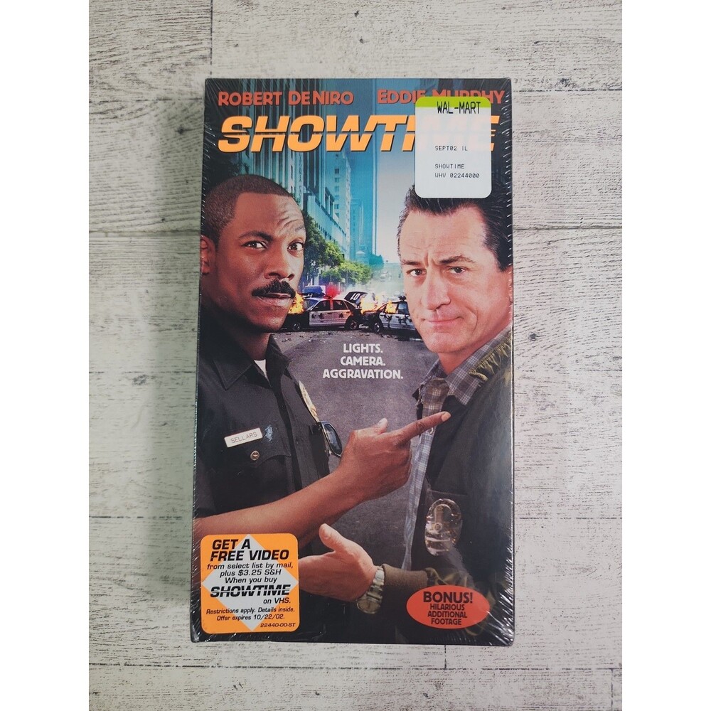 NEW "Showtime" VHS 2002 Movie DeNiro Eddie Murphy Promo Stickers Watermarks